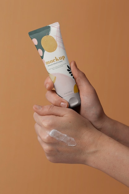 PSD hand cream with package mock-up design