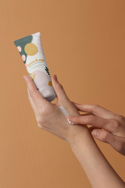 Hand cream with package mock-up design