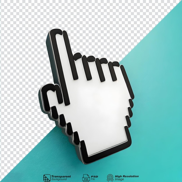 PSD hand cursor icon isolated on transparent background