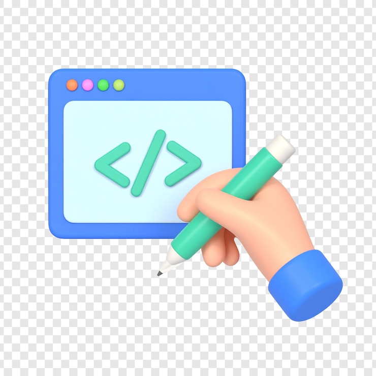 PSD hand drawing code on a screen digital illustration technology vector