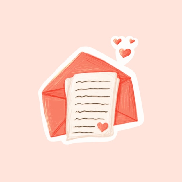 Hand Drawing Cute Envelop Valentine Day Illustration With Pencil Texture