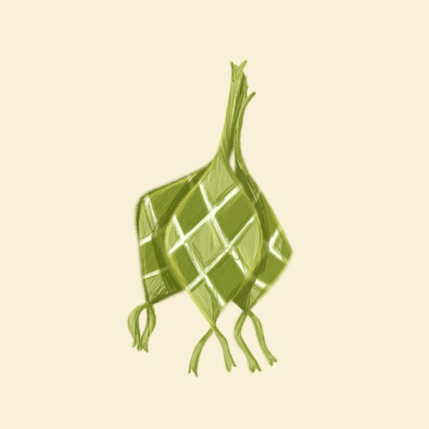 Hand drawing ketupat illustration with pencil texture