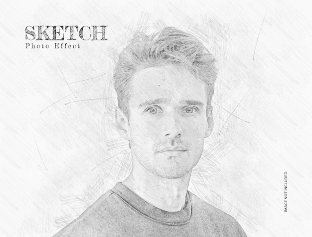 Hand drawing sketch art photo effect mockup