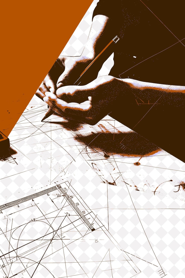 PSD a hand drawing with a pen on top of a map