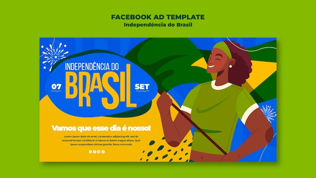 Hand drawn 7 de setembro facebook template