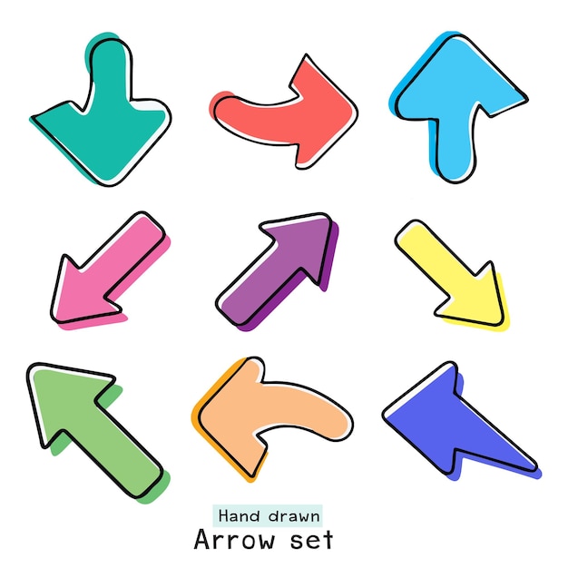 Hand-drawn Arrow Set - Colorful Directional Icons