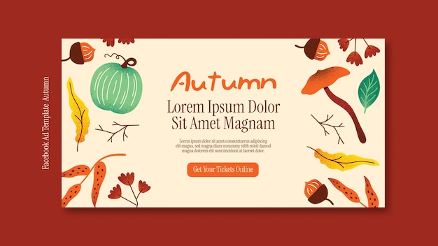 PSD hand drawn autumn facebook ad template