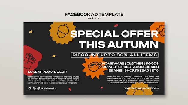 PSD hand drawn autumn template design