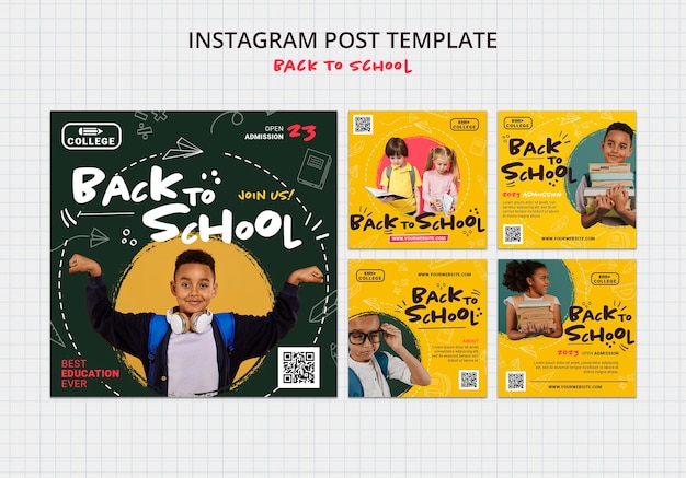 PSD disegnato a mano al post di instagram della scuola