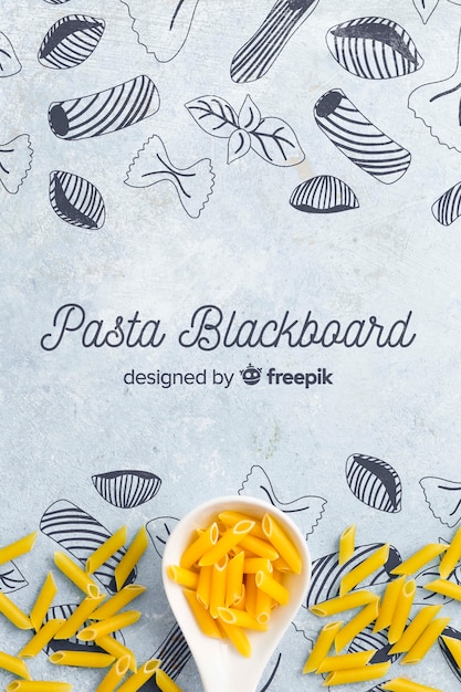 PSD hand drawn background with delicious pasta