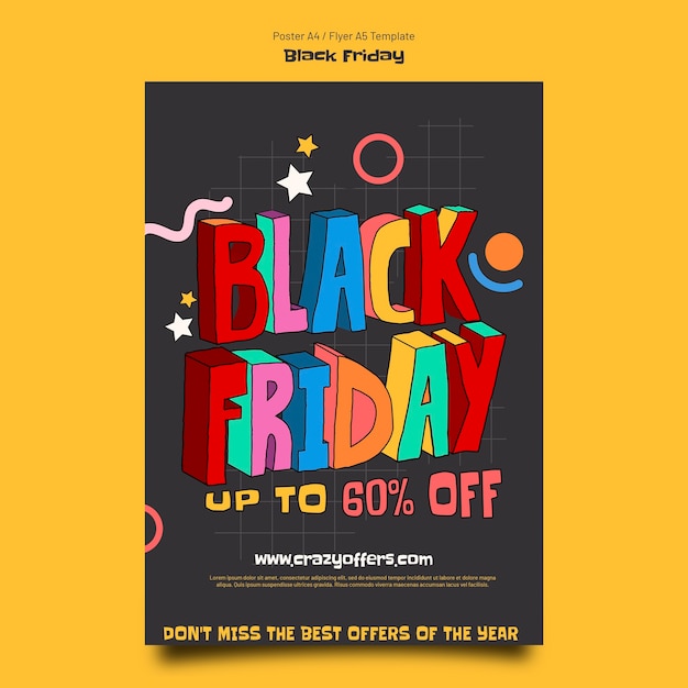 PSD hand drawn black friday poster template