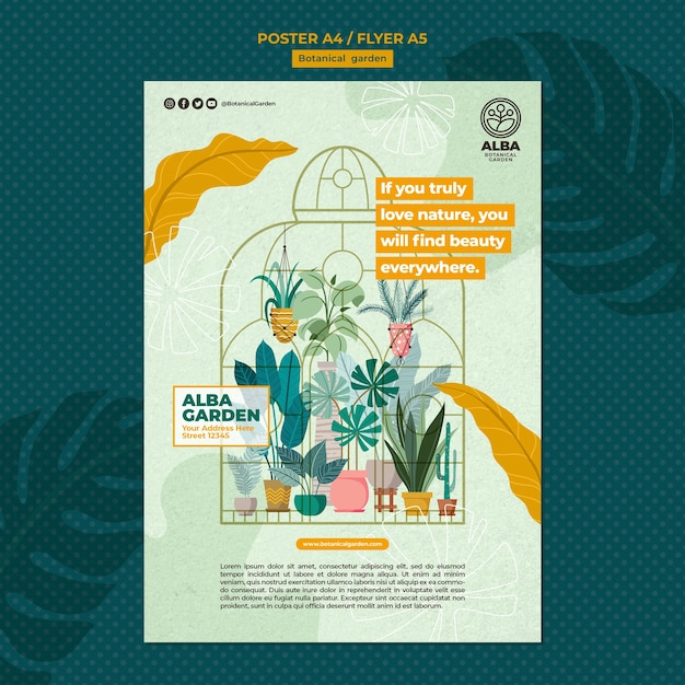 Hand drawn botanical garden poster