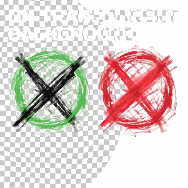 PSD elementi di segno di scacco e croce disegnati a mano isolati su uno sfondo trasparente grunge doodle green che
