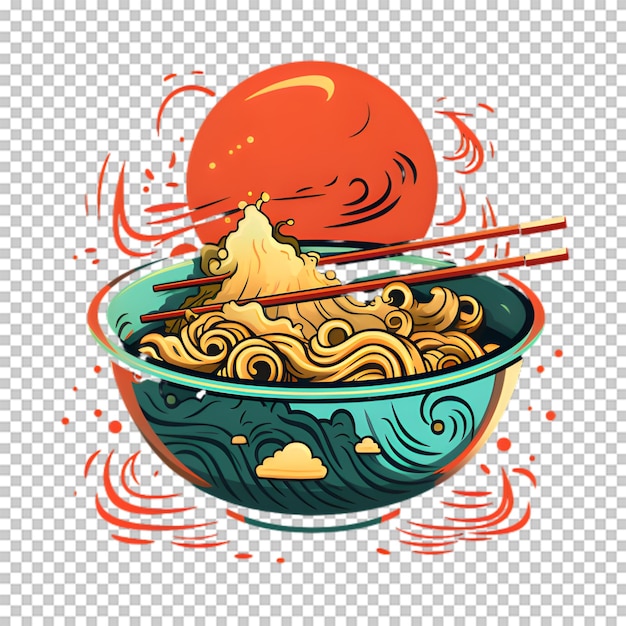 PSD hand drawn chinese food illustration isolated transparent background