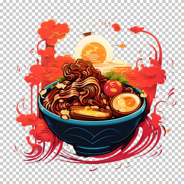 PSD Иллюстрация китайской еды, нарисованная вручную, изолированный прозрачный фон
