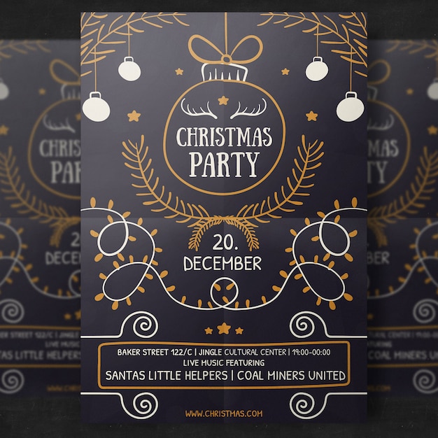 Hand-drawn christmas flyer template