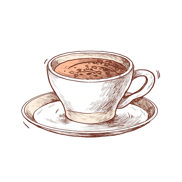 PSD hand drawn coffee illustration