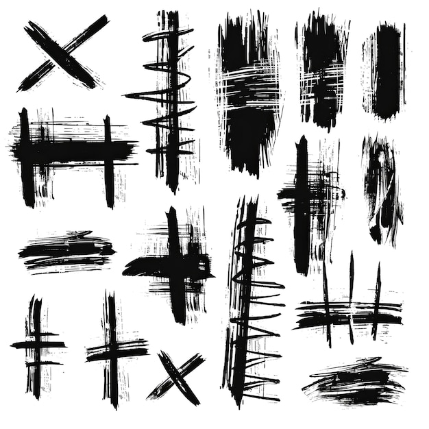 PSD hand drawn collection of different scribble lines and brush strokes