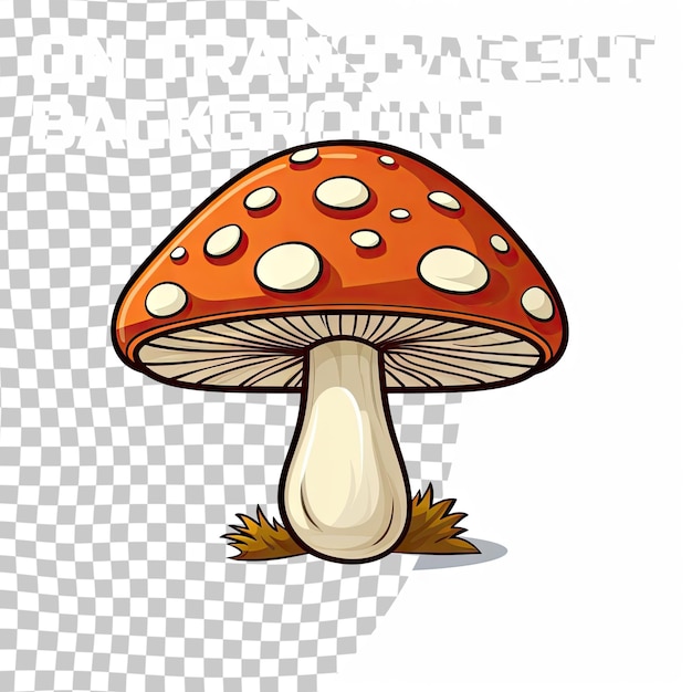 PSD funghi colorati disegnati a mano isolati su uno sfondo trasparente
