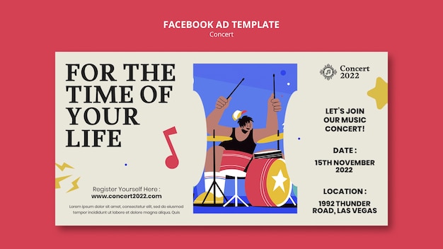 PSD hand drawn concert facebook template