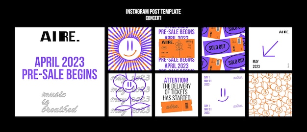 Hand drawn concert instagram posts