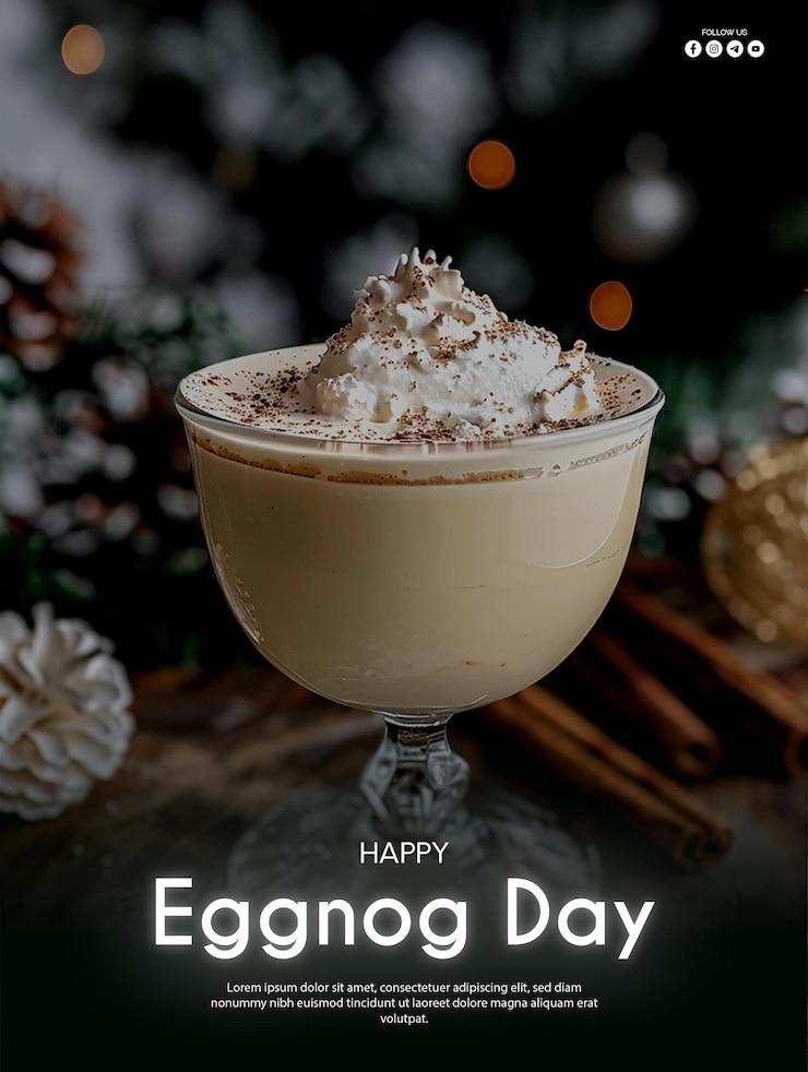 PSD hand drawn cute flyer for eggnog day