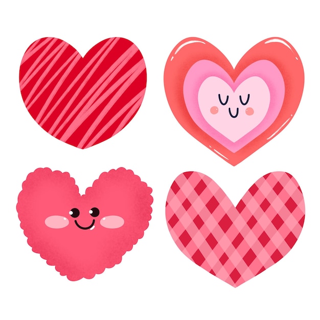 Hand drawn cute hearts character for your journal decoration