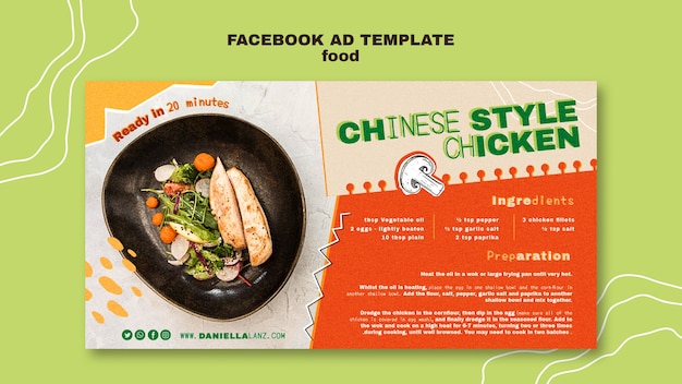 PSD hand drawn delicious food facebook template