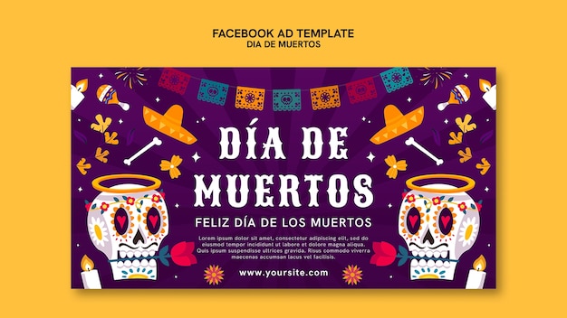 Нарисованный рукой шаблон facebook dia de muertos