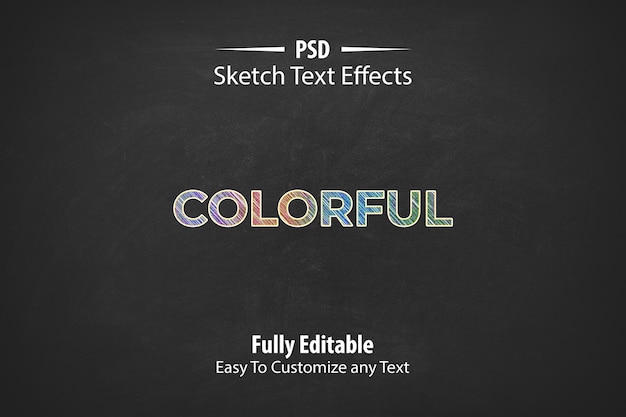 PSD hand drawn editable sketch text effect