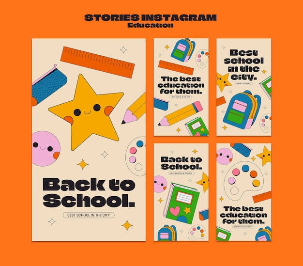 PSD hand drawn education concept  instagram stories