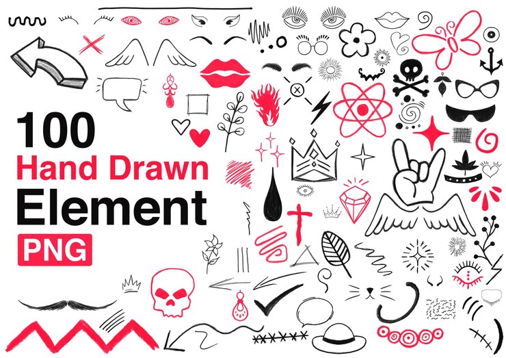 PSD hand drawn element illustration png transparent