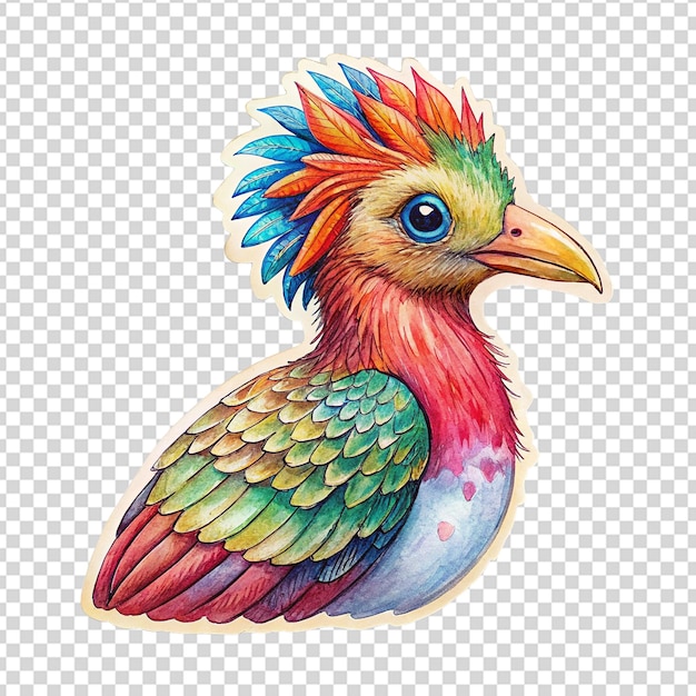 PSD 手描きのエキゾチックな鳥のラベルデザイン 透明な背景