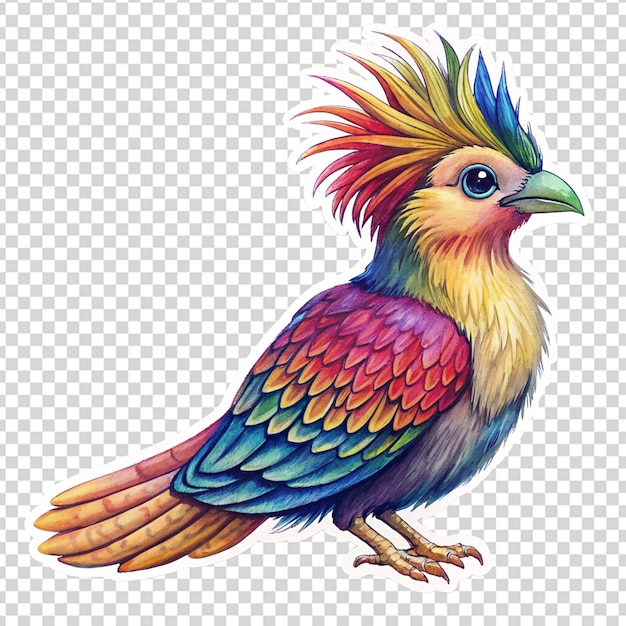 PSD 手描きのエキゾチックな鳥のラベルデザイン 透明な背景