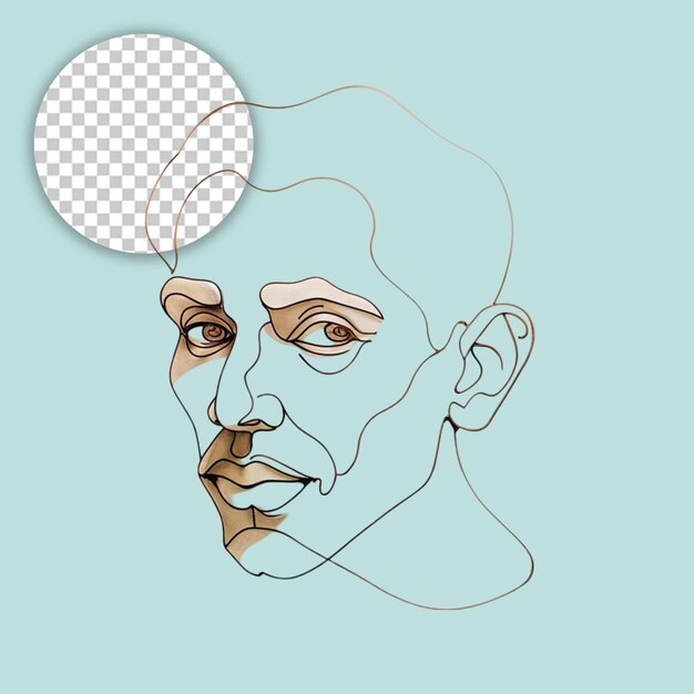 hand drawn face drawing illustration on transparent background