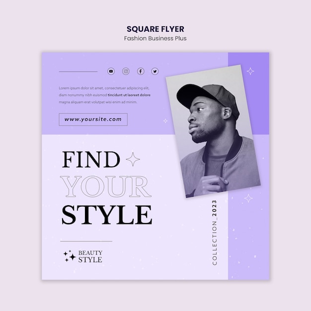 PSD hand drawn fashion business square flyer