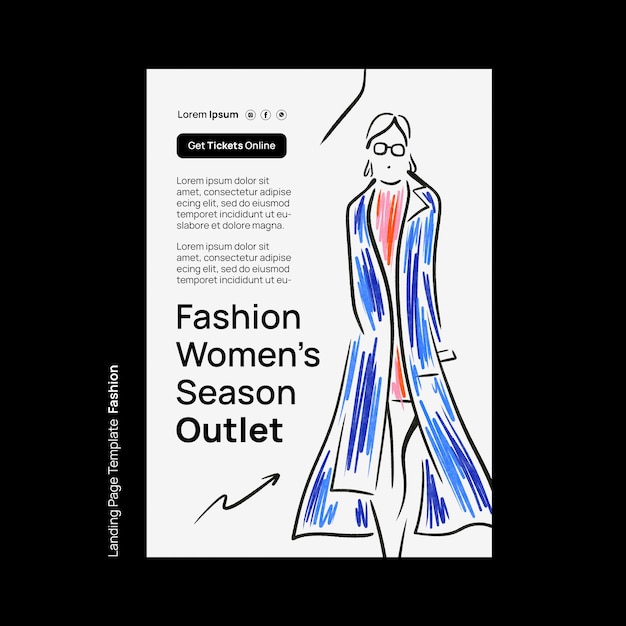 PSD hand drawn fashion collection poster