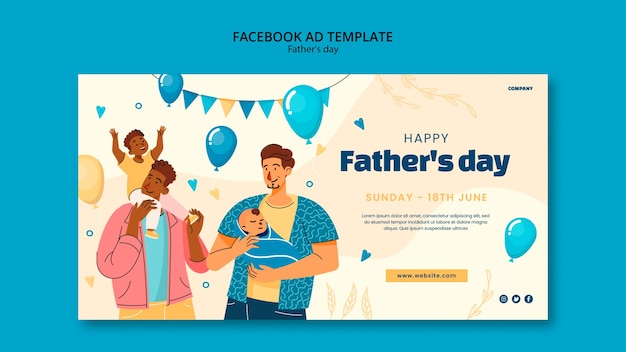 PSD hand drawn father's day facebook template