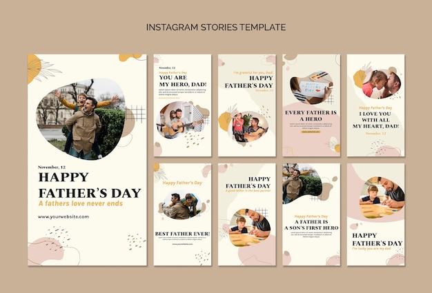 PSD hand drawn father's day instagram stories