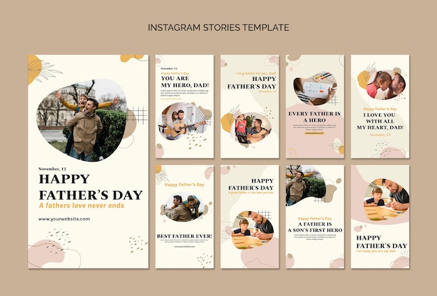 PSD storie di instagram per la festa del papà disegnate a mano