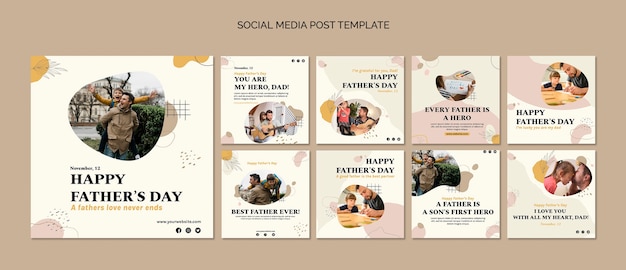 PSD hand drawn father's day social media posts