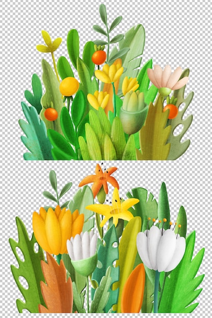 PSD 手描きの花の花束