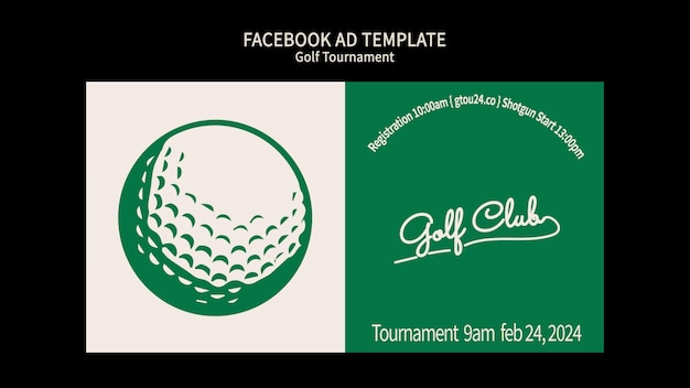 PSD Ручно нарисованный шаблон турнира по гольфу на facebook