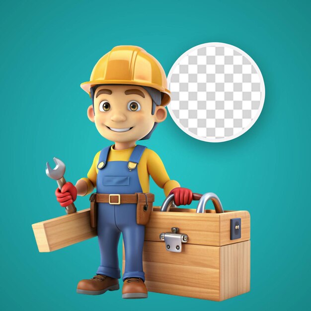 PSD hand drawn handyman cartoon illustration