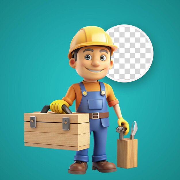 PSD hand drawn handyman cartoon illustration