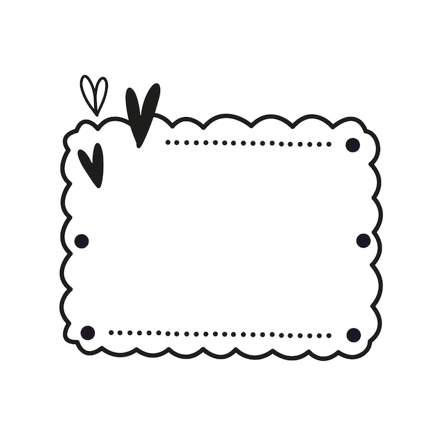 PSD hand drawn heart frame illustration