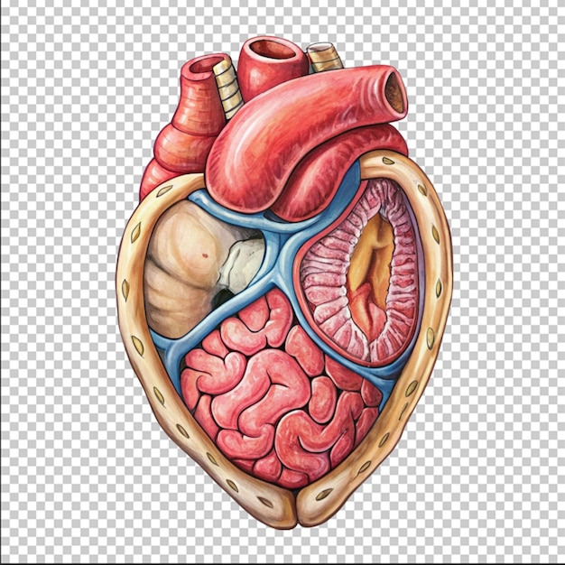 hand drawn human internal organ with heart
