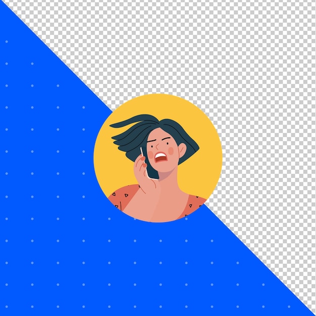 Hand Drawn Illustration Flat Vector of Human for Profile Avatars and Projects PNG Transparent BG