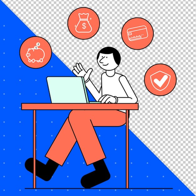 Hand Drawn Illustration Flat Vector for Work Office Business and Projects PNG Transparent Background