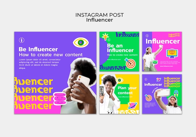 PSD hand drawn influencer instagram posts